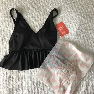 NWT Peplum KJ M TOP BLACK